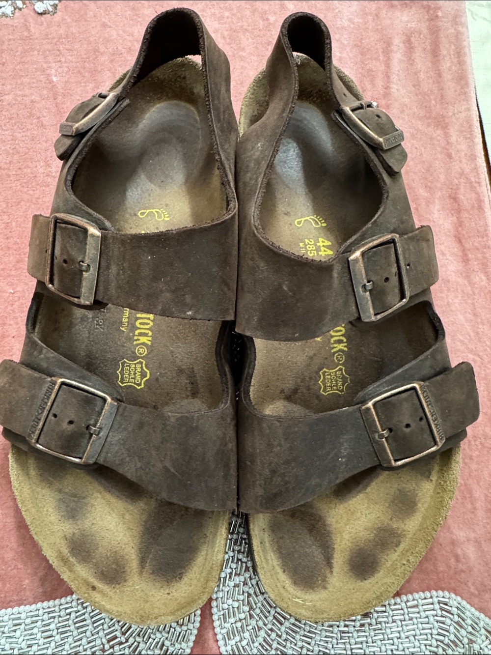 Birkenstock Brown Two-Strap Leather Men's Sandals size 44 - Picture 2 of 6